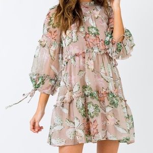 Blush Floral Party Sun Dress